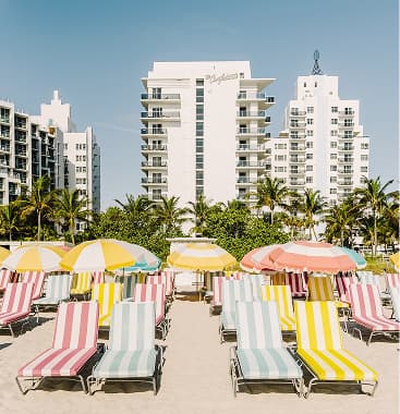 Poolside loungers at a resort