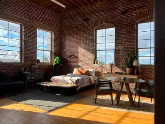 Exposed Brick Light-filled Ny Library Corner Loft